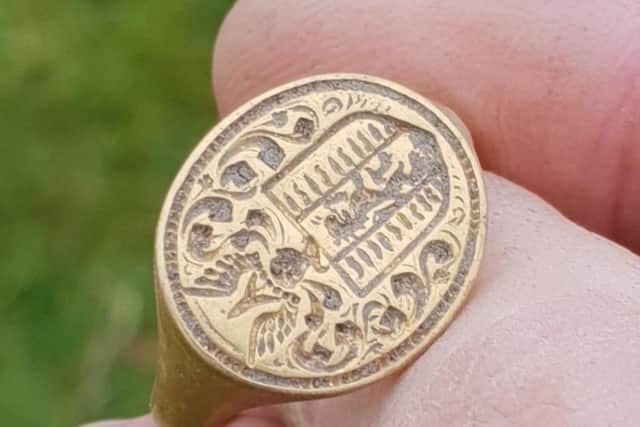 A close-up of the ring