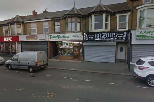 The victim was assaulted outside Razor's barber shop in Lytham Road (Google Street View)