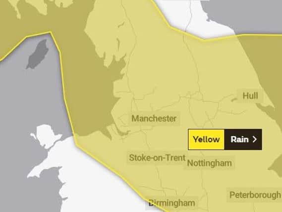 The Met Office has issued a yellow weather warning for Blackpool with heavy rain predicted on Sunday and isolated thunderstorms in some parts of the North West.