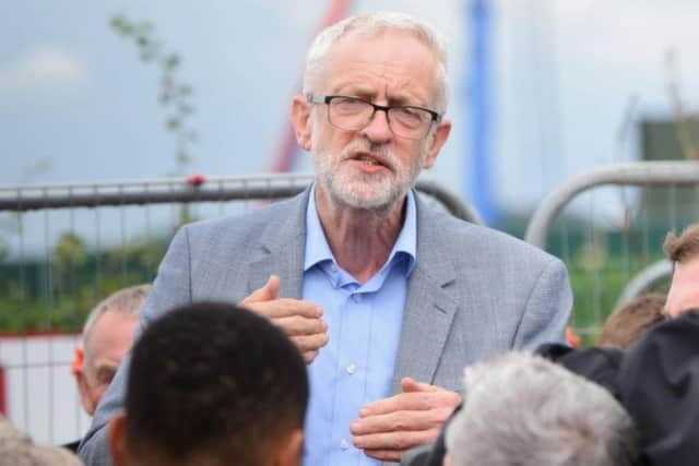 Jeremy Corbyn at the Preston New Road fracking site