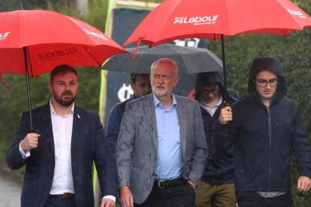 Jeremy Corbyn at the Preston New Road fracking site