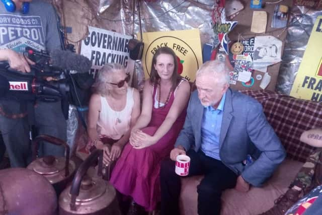 Jeremy Corbyn meets protesters at the Preston New Road fracking site