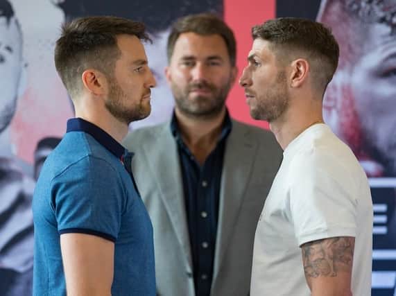 Rose, goes, comes face-to-face with Anthony Fowler. Picture: Dave Thompson/Matchroom Boxing