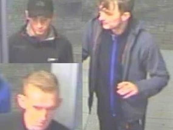 CCTV images of the men police want to speak to.