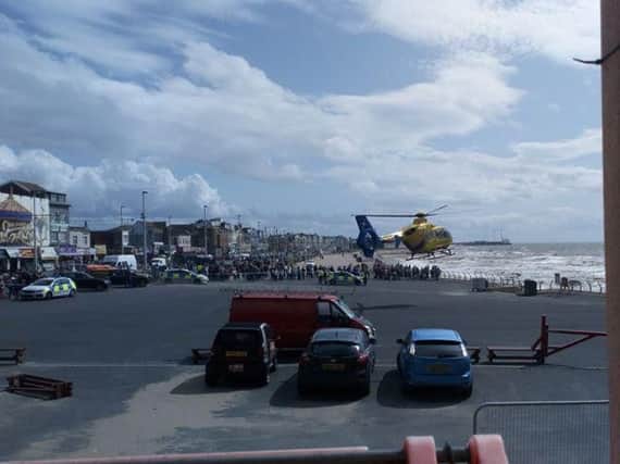 The air ambulance near Blackpool's Central Pier