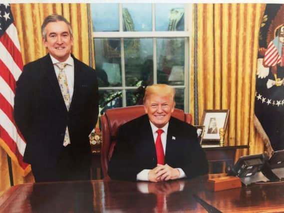 Damian Bates at the White House Oval Office with Donald Trump. Credit: Damian Bates