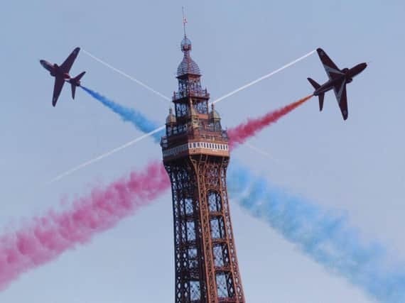 The Red Arrows performed at the Blackpool Air Show in 2006.