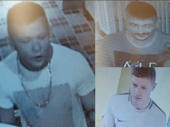 CCTV of the three men police want to speak to.