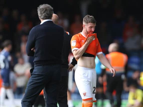 Husband was shown a straight red in Blackpool's win at Southend at the weekend