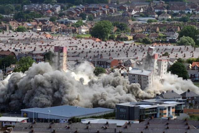 The demolition of Layton Flats in Blackpool
