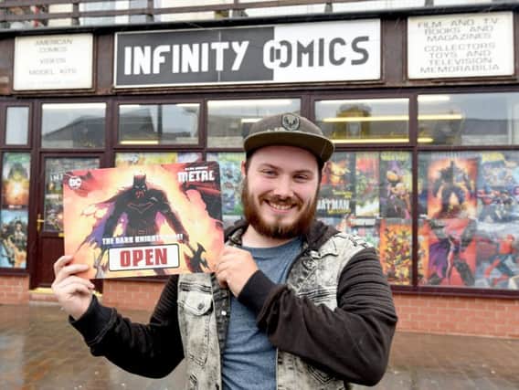 Connor Mitchell is reopening Infinity Comics after a car smashed into his shop window in June