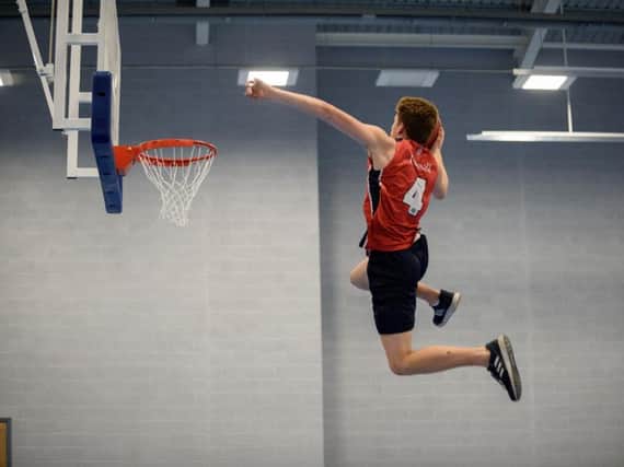 Inside the new sports centre at Rossall School