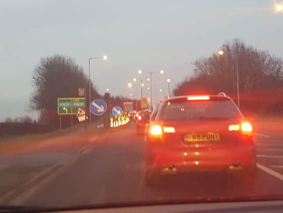 Traffic near Junction 3 of the M55