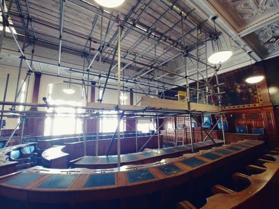 Scaffolding in the council chamber