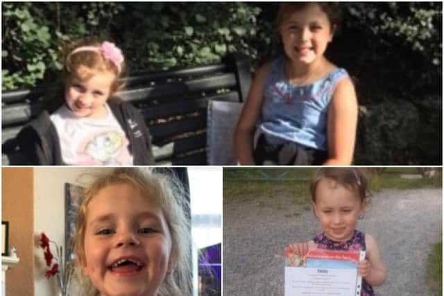 Clockwise from top: Ellvie and Millie aged 7 and 9, Sophia Rose aged 2, Aliza Jane aged 2.