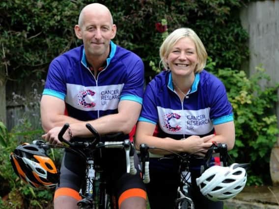 Ross and Sharon Bowie on their bikes ahead of the Cycle 300 challenge