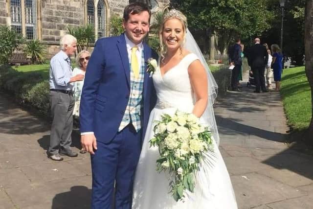 The happy couple at St Chad's Church in Poulton