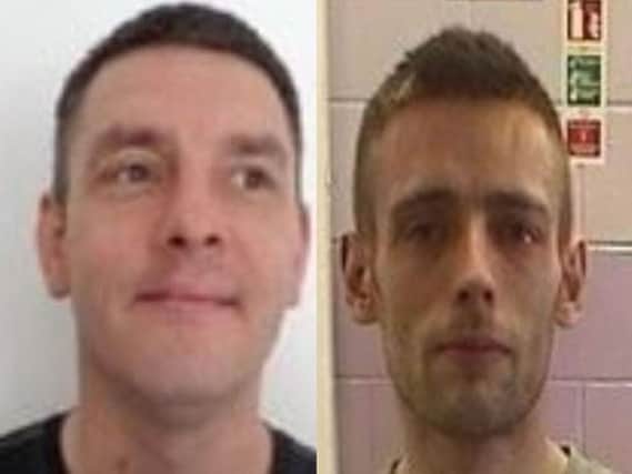 Christopher Stevenson, 38 (left) and Eric Keogh, 31, are wanted after absconding from HMP Kirkham yesterday (August 28)