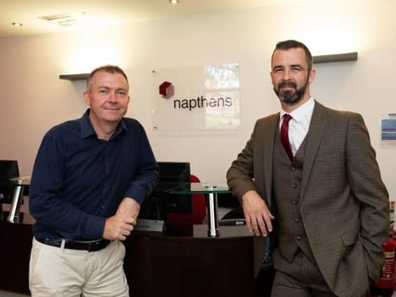 David Bremner, left, Marketing Director of Robinsons Brewery and Malcolm Ireland, right, Head of Leisure at Napthens