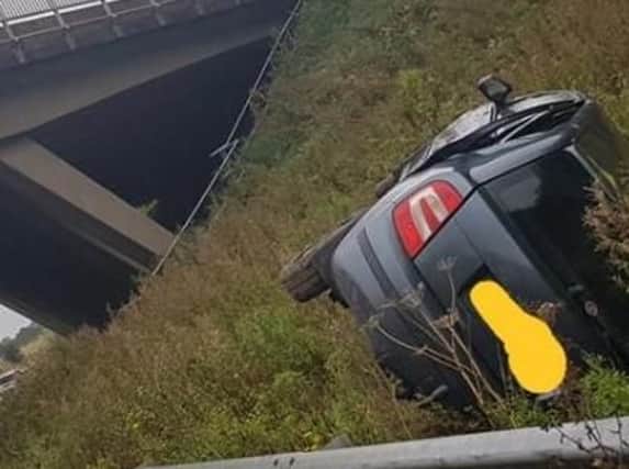 A car involved in the collision on the M55 slip road to the M6.