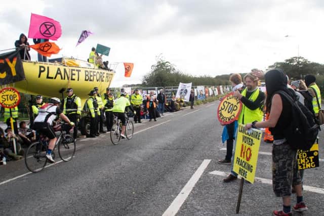 Protesters along the A583 Preston New Road