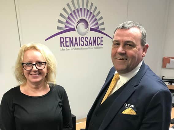 Anthony Brookes, business development manager at CLEVR Money, with Julia Hutchings at Renaissance in Dickson Road, Blackpool