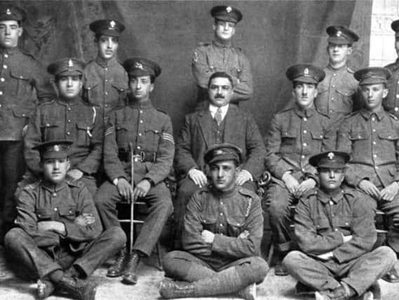 Maurice Comer with his regiment is pictured far right on the middle row. Picture courtesy of WWTT
