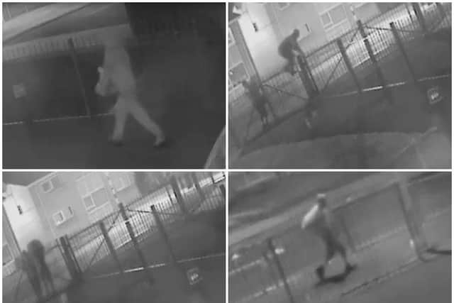 A hooded figure and a possible accomplice were caught on CCTV camera at Kincraig Primary School, where around 1,000 cartons of milk have been stolen over the last four months