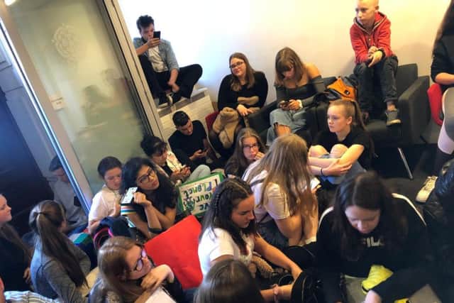 The young people's sit-down protest at County Hall