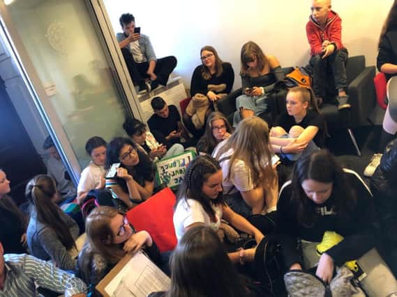 The young people's sit-down protest at County Hall