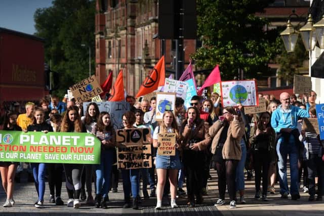 The Global Climate Strike protesters outside County Hall