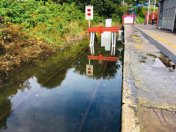 Train lines have been flooded in Lancashire this morning, with all services between Blackpool South and Preston cancelled. Credit: Nodrog