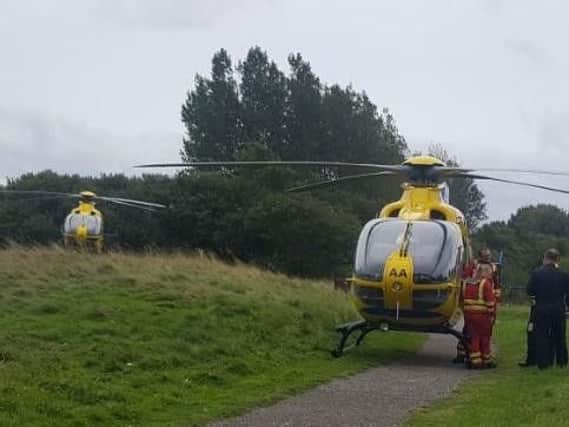 Medical helicopters close to the scene (Picture: Louise Coyne)