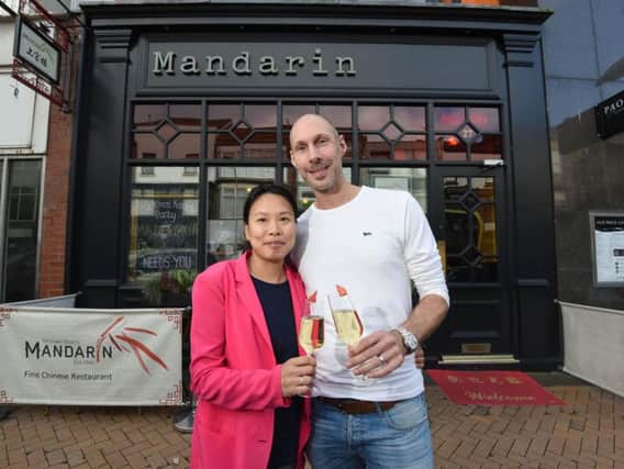 Pauline Lai-Thomas and husband Gareth celebrate Michael Wan's Mandarin winning the best Chinese restaurant in Europe accolade from Big 7 Travel