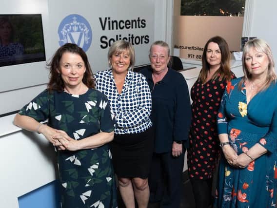 Promotions at Vincents Solicitors. Pictured left to right, Lisa Lodge, Branch Development Director, with Administration Manager Gail Waterhouse, Head of Conveyancing June Caunce, Chief Cashier Melanie Coupe and Gail Maudsley, Lead Receptionist.