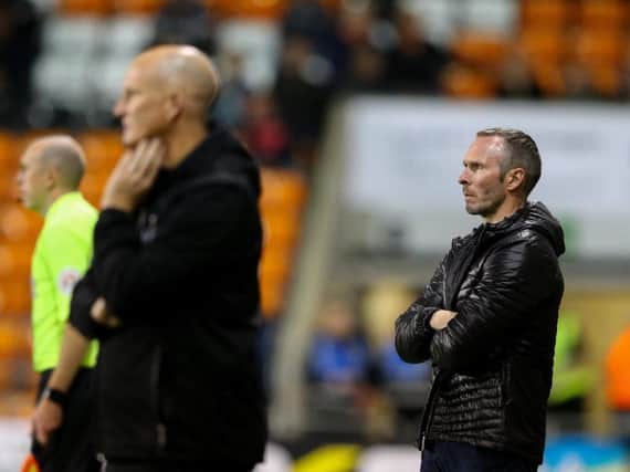 Michael Appleton pictured on his return to Bloomfield Road with new club Lincoln City