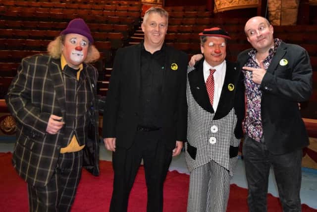 Nigel Male, Bobbo Roberts and Steven B Richley at the book launch in the Tower Circus. Photo: Juliette W Gregson