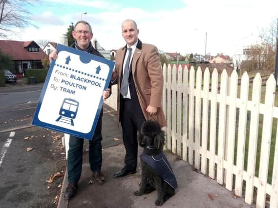 Paul Maynard and Jake Berry campaigning for the Fylde coast tram loop