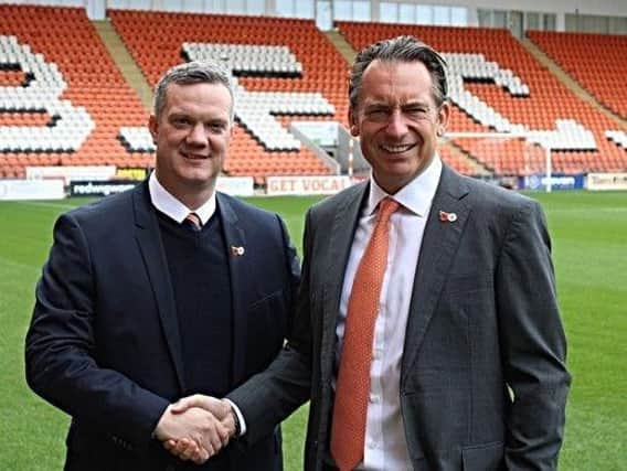 Blackpool FC owner Simon Sadler (right) welcomes new chief executive Ben Mansford to Bloomfield Road  Picture: BLACKPOOL FC