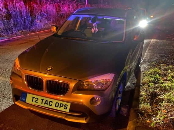 A driver was arrested on suspicion of drink-driving after swerving "all over the place" on the M55, before coming off at Broughton and allegedly falling asleep at the wheel, Lancashire Police's roads unit said in a tweet (Picture: Lancashire Road Police/Twitter)
