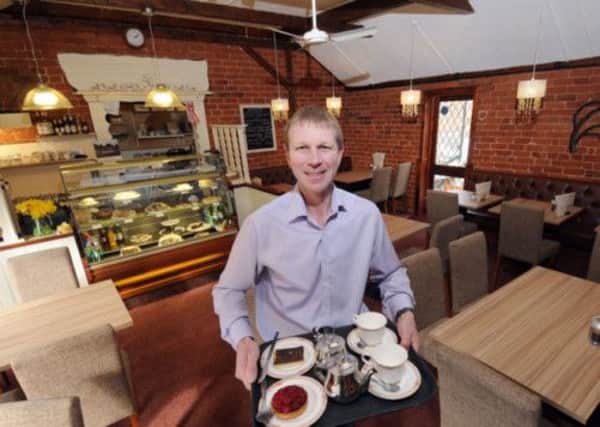 Tim Joyner, owner of the Mews Tea Room, Lytham in his newly refurbished cafe.