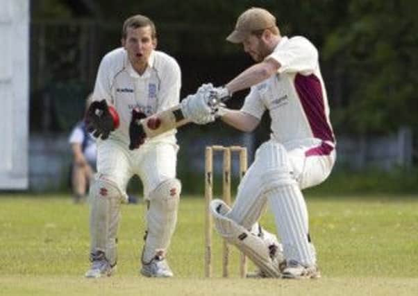 Thornton Cleveleys batsman Harry Northrop making light work of the 139 target set by Mawdesley CC.