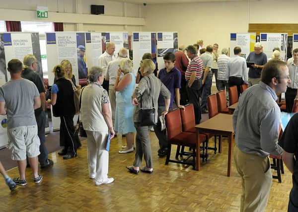 Residents examine plans during the Cuadrilla Public Information Day at Freckleton Sports and Social Club.