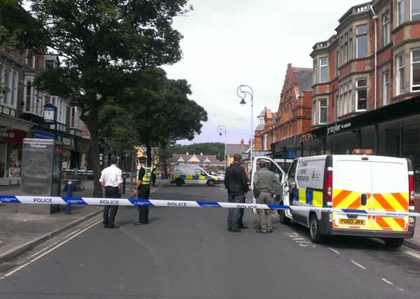 Police cordon off Garden Street, St Annes, after an armed raid at J & L Carr Jewellers.
