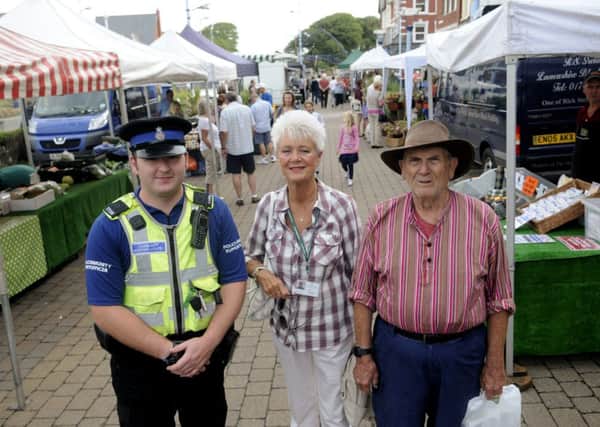 PACT meeting in St Annes.  Pictured are PCSO Oli Boardman, Coun Susan Fazackerley and resident Dave Wood.
