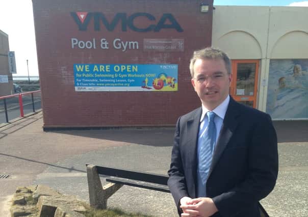 Fylde MP Mark Menzies outside the St Annes swimming pool when the refurb was announced.