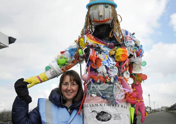 Friends member Michelle Stannard and the Litter Lilly she made from things found in the estuary.