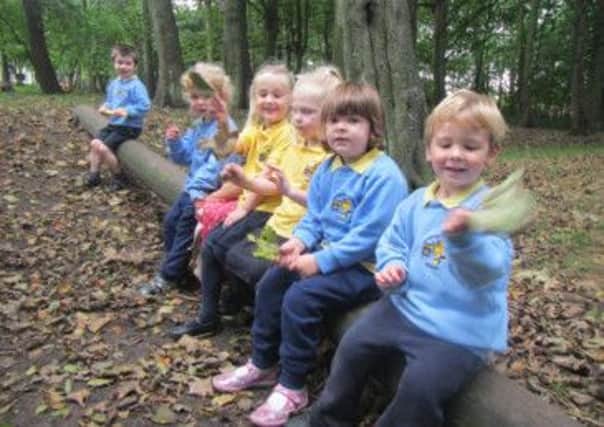 Ethan Nicholas, Anya Lee, Courtney Thompson,  Emmie Potts, Scarlett Biven and Archie Eliott enjoy the great outdoors at Heyhouses Nursery.