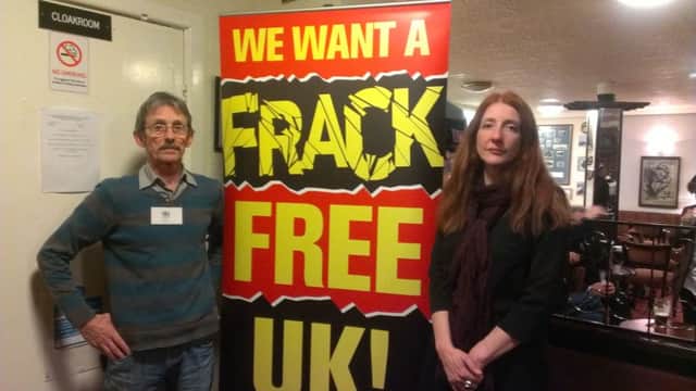 Bob Dennett, of Residents Action on Fylde Fracking, with North Shore resident Michelle Hayward who wants to set up a Frack Free Blackpool group