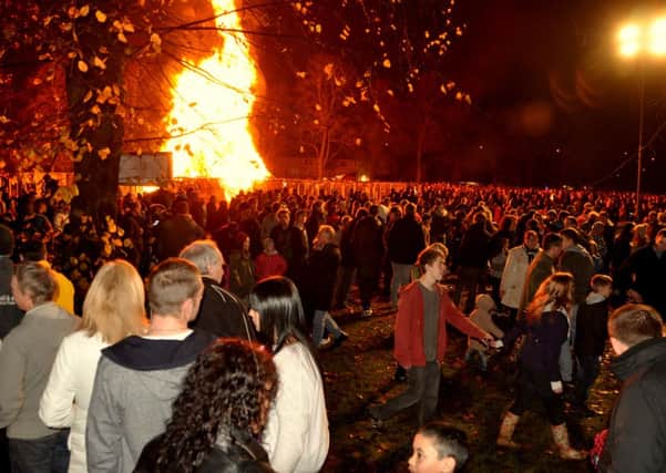 The crowd on the field at Clitheroes, annual bonfire and fireworks display